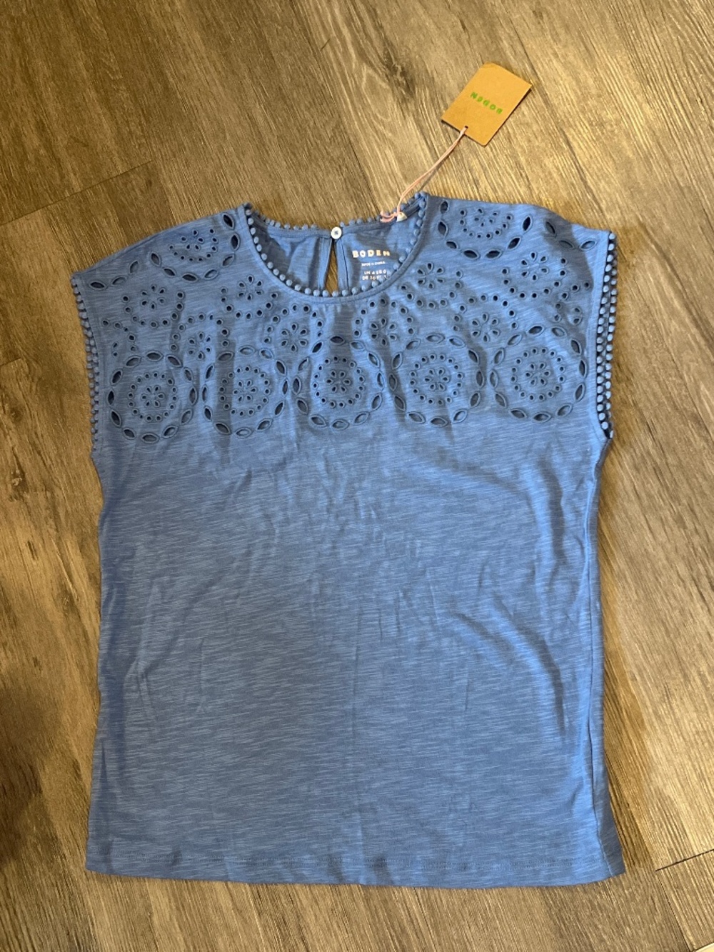 NWT Boden eyelet light blue sleeveless top (size 0)